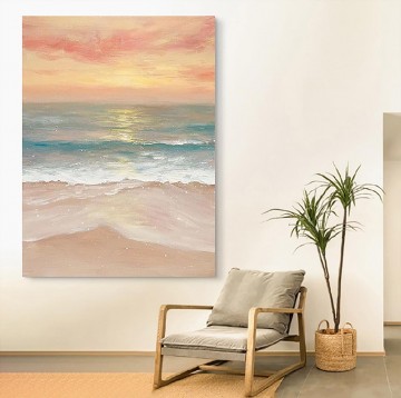  mer - Vague coucher de soleil 17 plage art décoration murale bord de mer